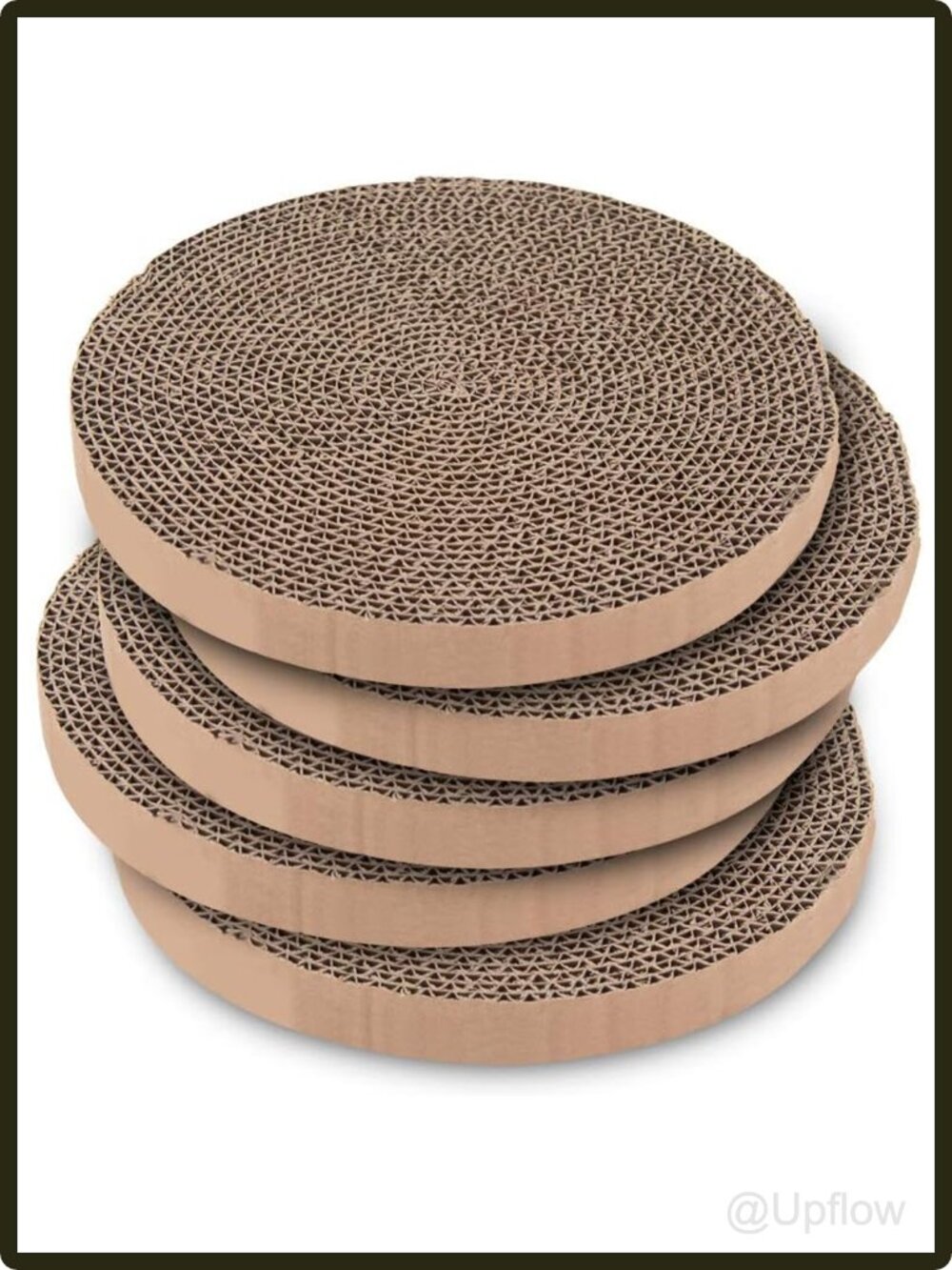 Round Cat Scratcher Refill Pads Double Sided Corrugated Cardboard 5 Pack